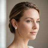 Silver 3.11 Carat D VVS2 Oval Diamond Stud Earrings