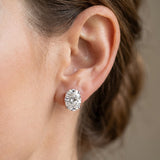 Silver 3.11 Carat D VVS2 Oval Diamond Stud Earrings