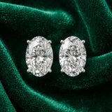 Silver 3.11 Carat D VVS2 Oval Diamond Stud Earrings