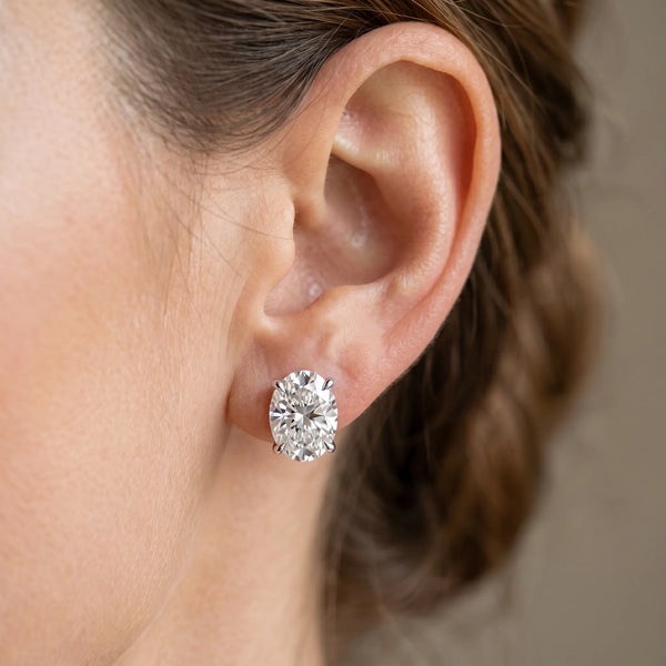 Platinum Oval Cut Diamond Stud Earrings