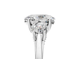 Silver Oval Cut Diamond Three-Stone Engagement Ring with Prong Setting and Pavé Band_36