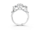 Silver Oval Cut Diamond Three-Stone Ring with Prong Setting and Pavé Band_10
