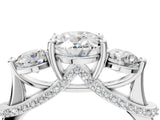 Silver Oval Cut Diamond Three-Stone Ring with Prong Setting and Pavé Band_11