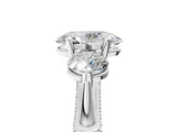 Silver Oval Cut Diamond Three-Stone Ring with Prong Setting and Pavé Band_12