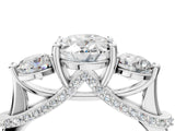 Silver Oval Cut Diamond Three-Stone Ring with Prong Setting and Pavé Band_59
