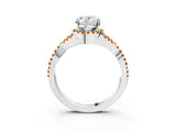 Silver Oval Cut Diamond with Citrine side stone Halo Twist Band Solitaire Prong Setting Ring_3