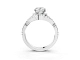 Silver Oval Cut Diamond with Moissanite side stone Halo Twist Band Solitaire Prong Setting Ring_3