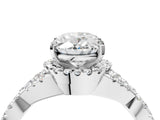 Silver Oval Cut Diamond with Moissanite side stone Halo Twist Band Solitaire Prong Setting Ring_4