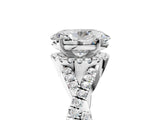 Silver Oval Cut Diamond with Moissanite side stone Halo Twist Band Solitaire Prong Setting Ring_5