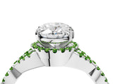 Silver Oval Cut Diamond with Peridot side stone Halo Twist Band Solitaire Prong Setting Ring_4