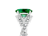 Silver Oval Cut Emerald  Halo Twist Band Solitaire Prong Setting Ring_17