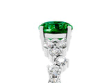 Silver Oval Cut Emerald Scattered Round Accent Ring with Prong Setting_35