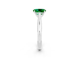 Silver Oval Cut Emerald Solitaire Engagement Ring with Cathedral Setting and Four-Prong Mount_2