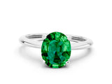 Silver Oval Cut Emerald Solitaire Engagement Ring with Classic Band and Four-Prong Setting_18