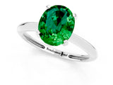 Silver Oval Cut Emerald Solitaire Engagement Ring with Classic Band and Four-Prong Setting_19