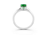 Silver Oval Cut Emerald Solitaire Engagement Ring with Classic Band and Four-Prong Setting_21