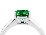 Silver Oval Cut Emerald Solitaire Engagement Ring with Classic Band and Four-Prong Setting_22
