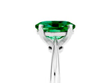Silver Oval Cut Emerald Solitaire Engagement Ring with Classic Band and Four-Prong Setting_23