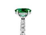 Silver Oval Cut Emerald Solitaire Ring with Round  Pavé Band and Four-Prong Setting_41