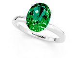 Silver Oval Cut Emerald Solitaire Ring with Thin Band and Prong Setting_43