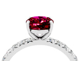 Silver Oval Cut Garnet Pavé Solitaire Ring with Round Band and Prong Setting_46