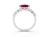 Silver Oval Cut Garnet Scattered Round Accent Ring with Prong Setting_33