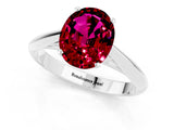 Silver Oval Cut Garnet Solitaire Engagement Ring with Cathedral Setting and Four-Prong Mount_1