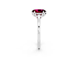 Silver Oval Cut Garnet Solitaire Ring with Flower Prong Setting and Classic Band_14