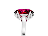 Silver Oval Cut Garnet Solitaire Ring with Flower Prong Setting and Classic Band_17