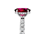 Silver Oval Cut Garnet Solitaire Ring with Round  Pavé Band and Four-Prong Setting_41
