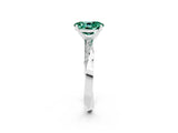 Silver Oval Cut Green Sapphire Engagement Ring with Side Stone Accents and Four-Prong Setting_14
