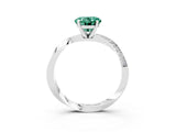 Silver Oval Cut Green Sapphire Engagement Ring with Side Stone Accents and Four-Prong Setting_15