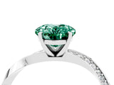 Silver Oval Cut Green Sapphire Engagement Ring with Side Stone Accents and Four-Prong Setting_16