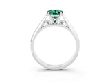 Silver Oval Cut Green Sapphire Solitaire Engagement Ring with Cathedral Setting and Four-Prong Mount_3