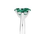 Silver Oval Cut Green Sapphire Solitaire Engagement Ring with Cathedral Setting and Four-Prong Mount_5