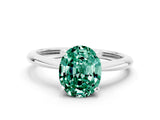 Silver Oval Cut Green Sapphire Solitaire Engagement Ring with Classic Band and Four-Prong Setting_18