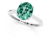 Silver Oval Cut Green Sapphire Solitaire Engagement Ring with Classic Band and Four-Prong Setting_19