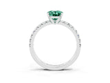 Silver Oval Cut Green Sapphire Solitaire Pavé Engagement Ring with Round Band and Prong Setting_99