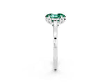 Silver Oval Cut Green Sapphire Solitaire Ring with Flower Prong Setting and Classic Band_2