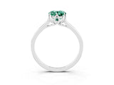 Silver Oval Cut Green Sapphire Solitaire Ring with Flower Prong Setting and Classic Band_3