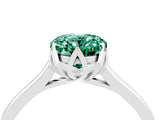 Silver Oval Cut Green Sapphire Solitaire Ring with Flower Prong Setting and Classic Band_4