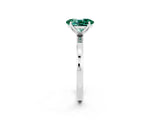 Silver Oval Cut Green Sapphire Solitaire Ring with Thin Band and Prong Setting_44