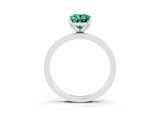 Silver Oval Cut Green Sapphire Solitaire Ring with Thin Band and Prong Setting_45