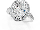 Silver Oval Cut Halo Bezel Diamond Pave Band Ring_14