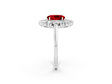 Silver Oval Cut Halo Cluster Diamond Ring with Pave Band and Four-Prong Setting_35