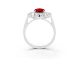 Silver Oval Cut Halo Cluster Diamond Ring with Pave Band and Four-Prong Setting_36