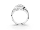 Silver Oval Cut Halo Diamond Engagement Ring with Pave Split Shank and Four-Prong Setting_22
