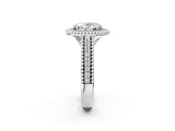 Silver Oval Cut Halo Diamond Ring with Beaded Split Shank and Four-Prong Setting_15