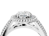 Silver Oval Cut Halo Diamond Ring with Beaded Split Shank and Four-Prong Setting_17