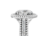 Silver Oval Cut Halo Diamond Ring with Beaded Split Shank and Four-Prong Setting_18